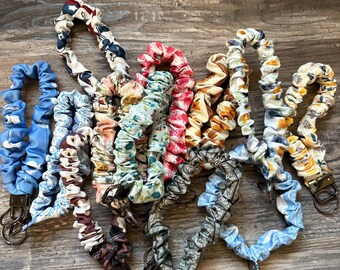 Handmade Scrunchie Wristlet Keychain | Floral Fabric Key Fob | Cute Bag Charm Accessory | Gift for Her | Cottagecore Style