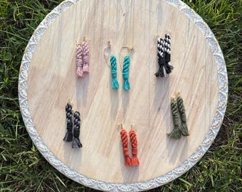 Handmade Macrame Earrings | Boho Rope Earrings | Minimalist Fiber Jewelry | Neutral Statement Earrings | Unique Gift for Her