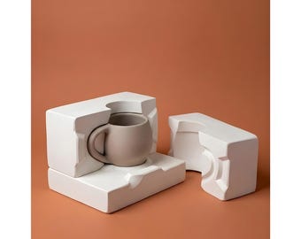 Molde personalizable para colada de yeso / Taza de café redonda y robusta con asa