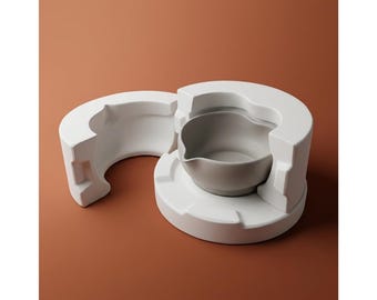 Molde de yeso personalizable para cuenco de matcha con forma de corazón, molde de colada para chawan con boquilla
