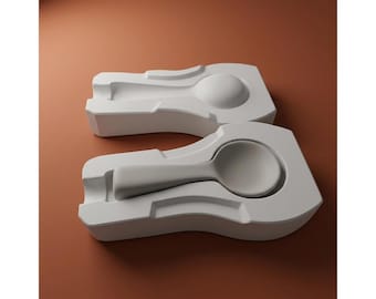 Molde de yeso personalizable para cucharas grandes, molde de cerámica para reposacucharas.