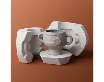 Molde de yeso personalizable para copas trofeo, molde de fundición por colada para copas de premios de cerámica