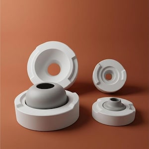 Lidded Jar Plaster Mold, Rounded Ceramic Urn Slip Casting Mould