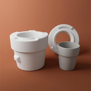 Collar Cup Plaster Mold, Two Part Stepped Rim Slip Casting Mould