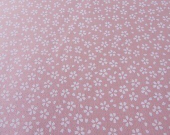 Pink Japanese Cotton Fabric Sakura Cherry Blossom Motif Wafu Cloth -Half Meter Authentic Japan Traditional Print -Quilt Pouch Zakka Handmade