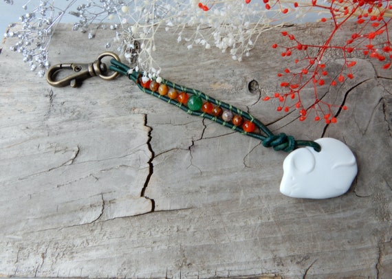 JAPANESE OMAMORI Charm Good luck charm Power stone bracelet Green