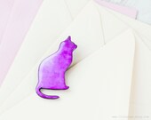 Pink cat brooch, Cat jewelry, Romantic jewelry, cat silhouette, pink brooch, valentines jewelry, woodland jewelry, animalistic brooch,
