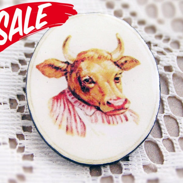 SALE - Cow brooch - Taurus jewelry.