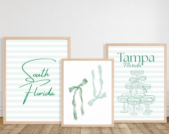 University of South Florida Prints | Set of 3 Preppy Coquette Dorm Decor (Digital Download)