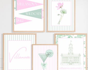 Villanova University Prints | Pink Green Lilly Pulitzer Dorm Art (Digital Download)