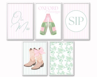 Ole Miss Wall Prints Set | Preppy Dorm Decor (Digital Download)