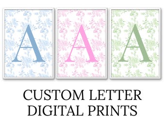 Custom Initial Print, Preppy Wall Art, Dorm Decor (Digital Download)