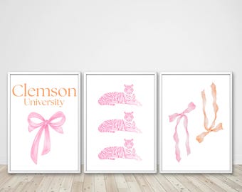 Clemson University Prints | Preppy Dorm Wall Decor Set (Instant download)