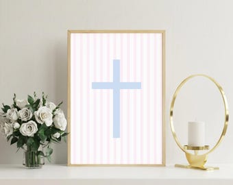 Kreuz Wand Kunst Druck | Preppy Jesus Christliche Dekoration (Digitaler Download)