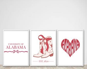 University of Alabama Wall Art Set | Dorm Decor (Digital Download)