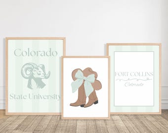 Colorado State University Wall Art Set | CSU Western Dorm Decor (Digital Download)