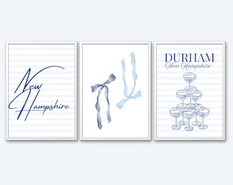University of New Hampshire Wall Art Set of 3 | Dorm Decor (Digital Download)