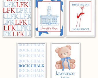 University of Kansas Prints, Rock Chalk Jayhawk Dorm Decor (Digital Download)