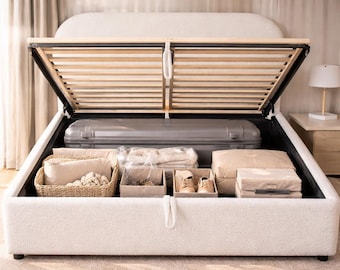 Teddy Fleece Full & Queen Platform Bed with Hydraulic Storage