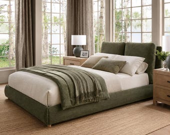 Bed Frame with Removable 8"-9" thick Pillow Headboard
