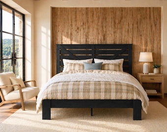 Wood Metal Platform Bed Frame, Noise-Free, Under-Bed Storage, Easy Assembly King/Queen/Full