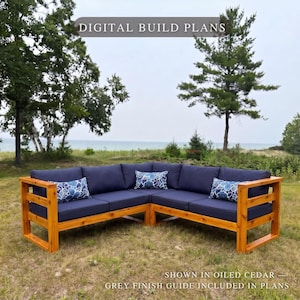 Outdoor Corner Sectional Plans, DIY L Shaped Patio Sofa & Couch PDF, Modular Woodworking Plan, Cedar or Pine, Instant Download
