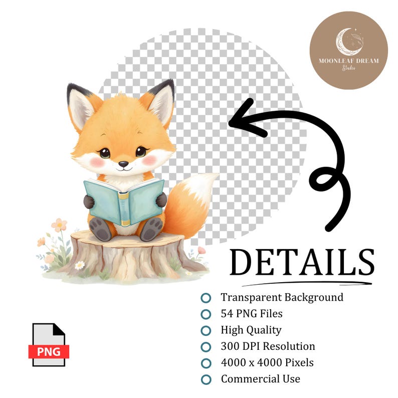 Woodland Reading Animals Clipart, Cute Animals With Books PNG, Forest ...