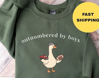 Outnumbered by Boys Sweatshirt, Mom Shirt, Funny Mom Gift, Cute Mama Tee, Women's Hoodie