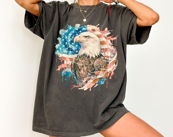 Comfort Colors® Vintage America Patriotic Eagle Shirt, USA Independence Day Tee, Fourth of July Graphic Tee, One Nation Under God Shirt