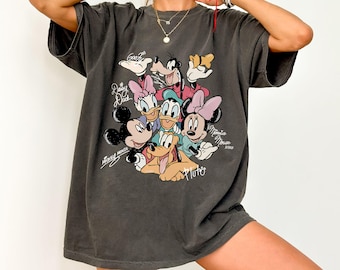 Comfort Colors Retro Mickey and Friends Signatures Shirt, Magical Shirt, Disney Characters Tee, Disney Mouse Head Tee, Mickey & Co Gift