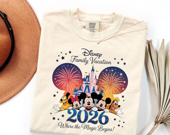 Comfort Colors Disney Family Vacation Shirt 2026, Matching Disney Trip Shirts, Magic Kingdom Outfit, Mickey Minnie Disney Shirt