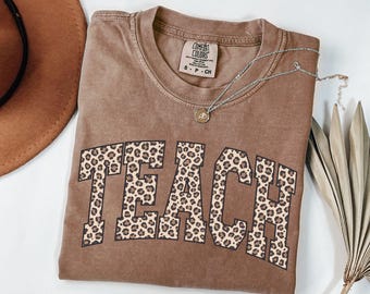 Comfort Colors® Leopard Teacher Shirt, Teacher Shirt, Teacher Life Shirt, Teacher Tee, Teacher, School Shirt