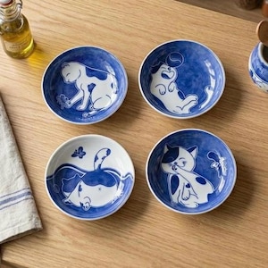 Ciotola per salsa a forma di goccia per gatti giapponesi | Piatto per sushi in ceramica carino | Ciotola per salsa di soia portafortuna per gatti