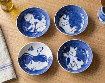 Japanese Cat Sauce Dish Drop Shape | Cute Ceramic Sushi Plate | Lucky Cat Soy Sauce Dish
