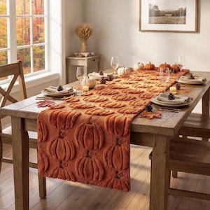 Halloween Pumpkin Table Runner 30x180cm | Soft Plush Fall Table Decor | Pumpkin Table Centerpiece | Thanksgiving Dining Decor