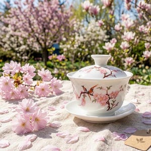 Chinese Gaiwan Tea Set 100ml | Porcelain Travel Tea Cup with Lid | Traditional Gongfu Tea Ceremony