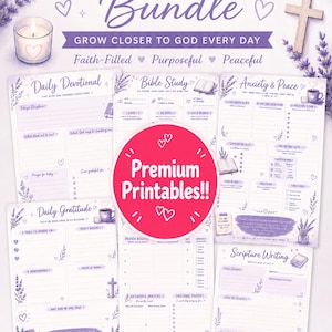Prayer Journal Bundle Editable Canva Template Printable Bible Study Planner Daily Devotional Pages Scripture Writing Gratitude Journal