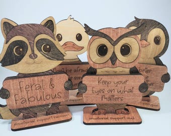 Emotional Support Animal Desk Decor | Laser Cut Wood | Funny Office Gift | Coworker Gift | Dragon Unicorn Gift | Handmade Wood Art