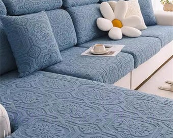 Stretch Sofa Cushion Cover, Fitted Seat Protector, Washable Sectional Couch Slipcovers