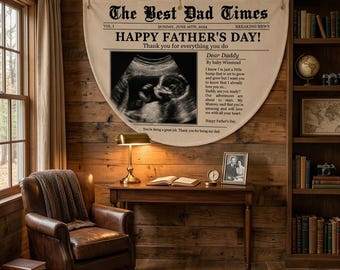 First Father's Day Gift, Personalized Ultrasound Photo Banner, Custom Dad To Be Flag, Pregnancy Reveal Gift For Daddy