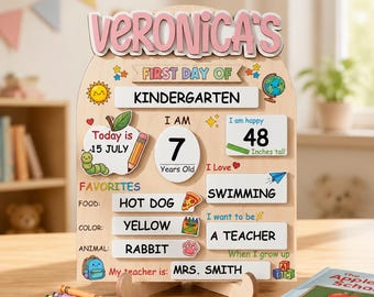 First Day of School Sign, Personalized School Board, Kindergarten Milestone Sign, Back to School Sign, Custom Name School Sign