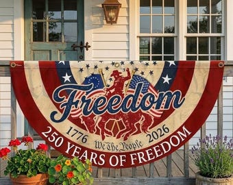 250 Years of Freedom Bucking Horse Banner, 1776-2026 Western Banner, Fourth of July Banner, Patriotic Banner, Cowboy Gift Banner
