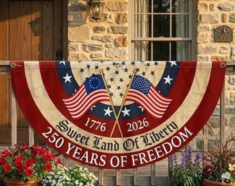 America 4th Of July Banner Decor, Preppy Fourth of July Flag, Trendy USA Banner, Aesthetic Patriotic Decor, 250 Years of Freedom Banner