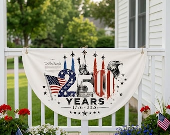 America 250 Banner | 1776–2026 Patriotic Porch Decoration | Fighter Jet & Eagle Flag Design | 4th of July Independence Day Decor