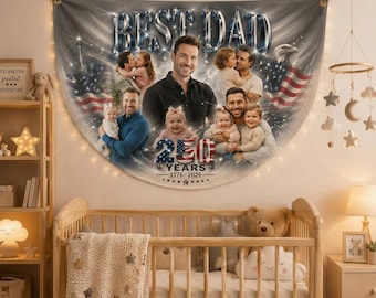 Custom Bootleg Flag, Best Dad Ever Flag, Christmas Gift For Dad, Dad Bootleg Rap Tapestry, Gift For Dad, Custom Photo Dad Banner