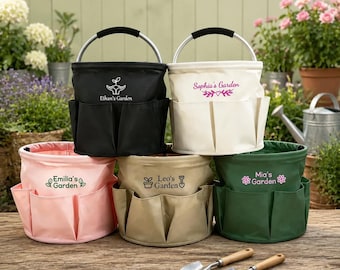 Personalized Garden Bucket, Custom Garden Caddy, Gardener Gift, Personalized Gardening Gift, Garden Tool Bucket, Custom Name Garden Tote