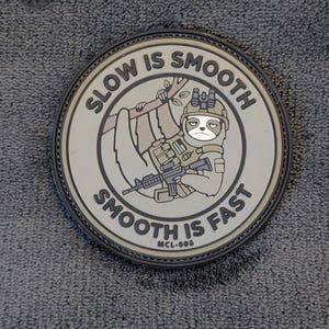 Tactical Sloth Morale Patch – PVC Hook and Loop Backing – Military Humor (3" Round)