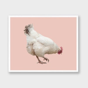 Chicken Wall Art | Pink Printable Wall Decor | Modern Farmhouse Decor | Geometric Art Print | Large Pink Pink | Minimalist Wall Decor