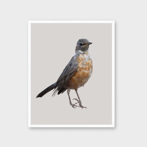 Minimalist Bird Art Print | American Robin Wall Art | Neutral Wall Decor | Printable Nature Art | California Wildlife Art | Geometric Art