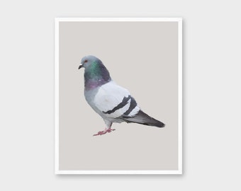 Minimalist Pigeon Art Print | Printable Pigeon Illustration | Neutral Wall Decor | Modern City Apartment Art | Digital Geometric Bird Print